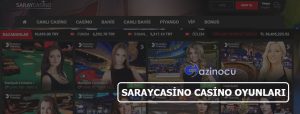 Saraycasino Casino Oyun Seçenekleri